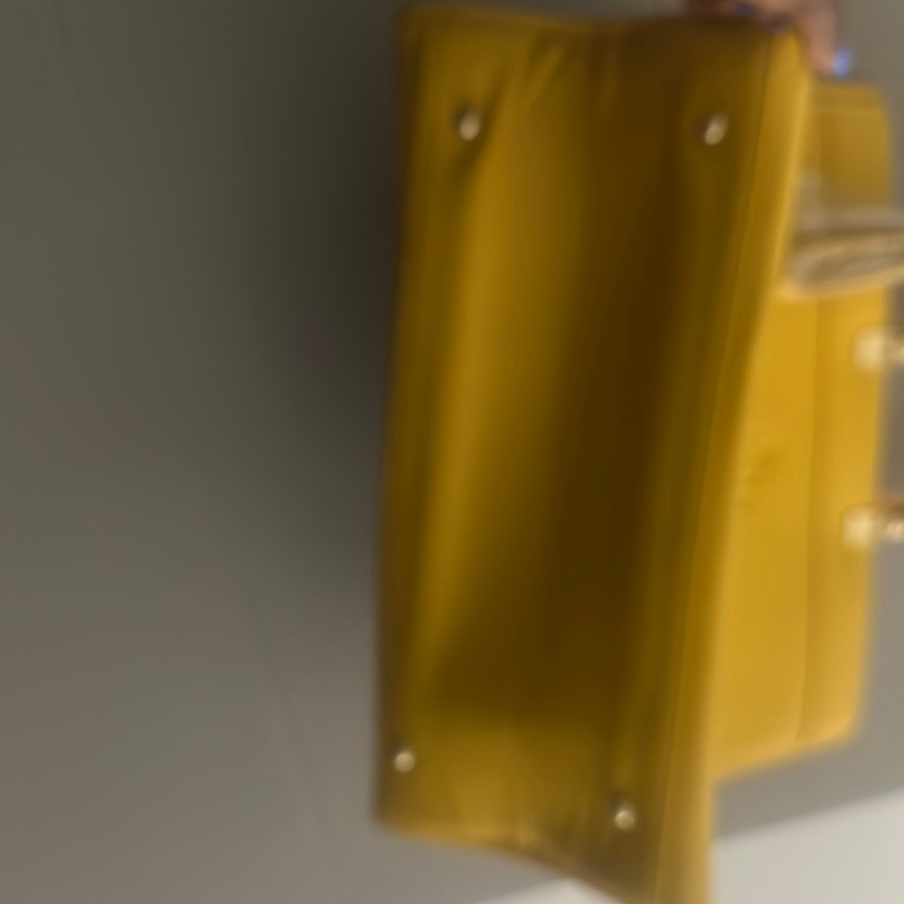 Sunny Yellow Leather Tote Bag with Embossed Detail - Picture 2 of 8